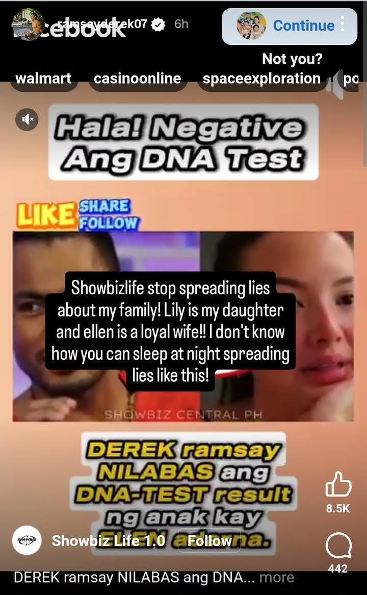 Derek Ramsay IG Story
