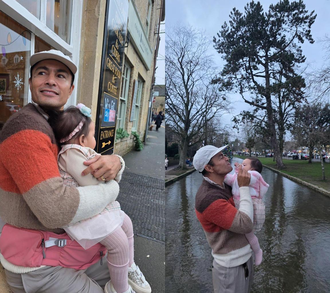 Derek Ramsay with daughter Liana in the UK