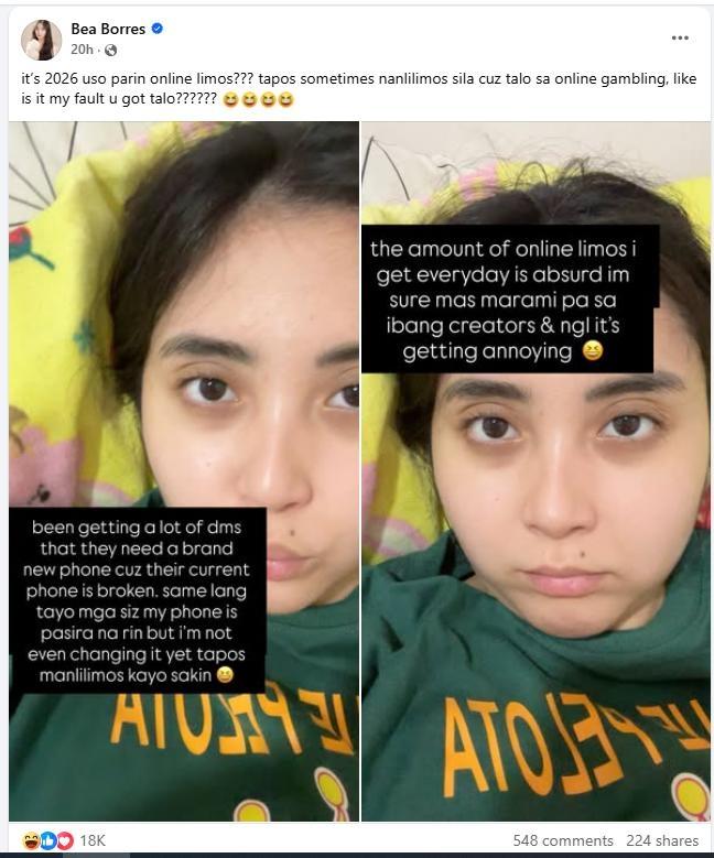 Bea Borres reacts on the asking for limos online
