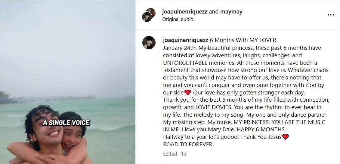 Maymay Entrata and Joaquin Enriquez monthsary celebration