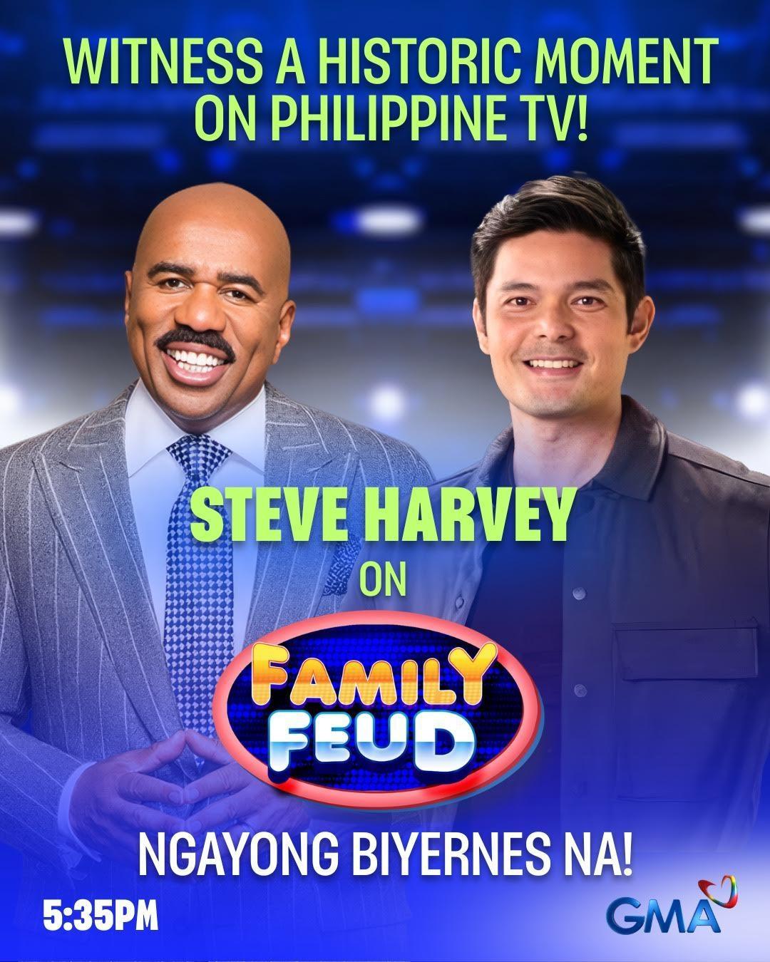 Dingdong Dantes and Steve Harvey in Family Feud Philippines