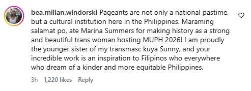 bea millan windorski thanks marina summers for historic muph hosting