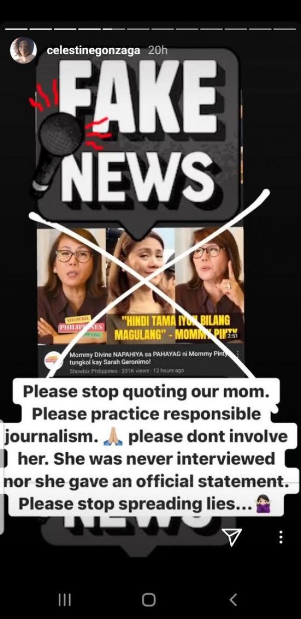Toni Gonzaga fake news Mommy Pinty