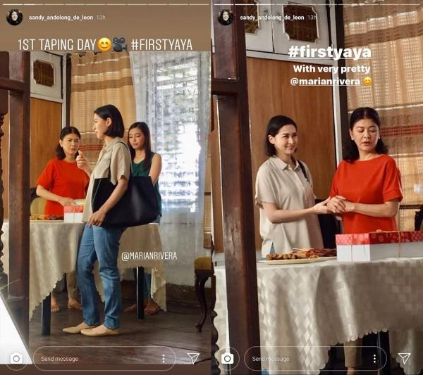 Marian Rivera starts taping for 'First Yaya' with co-star Sandy Andolong.
