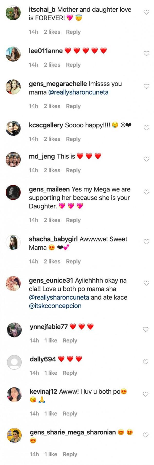 Netizens' comments on Sharon's post