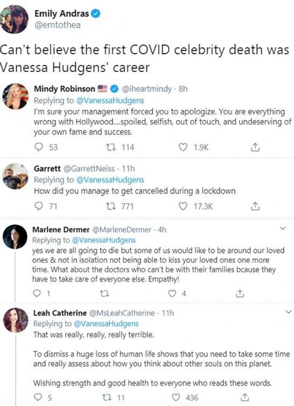 Comments to Vanessa's Hudgens opinion on COVID-19