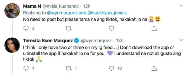 Winwyn Marquez responds to a netizen / wynmarquez (Twitter)