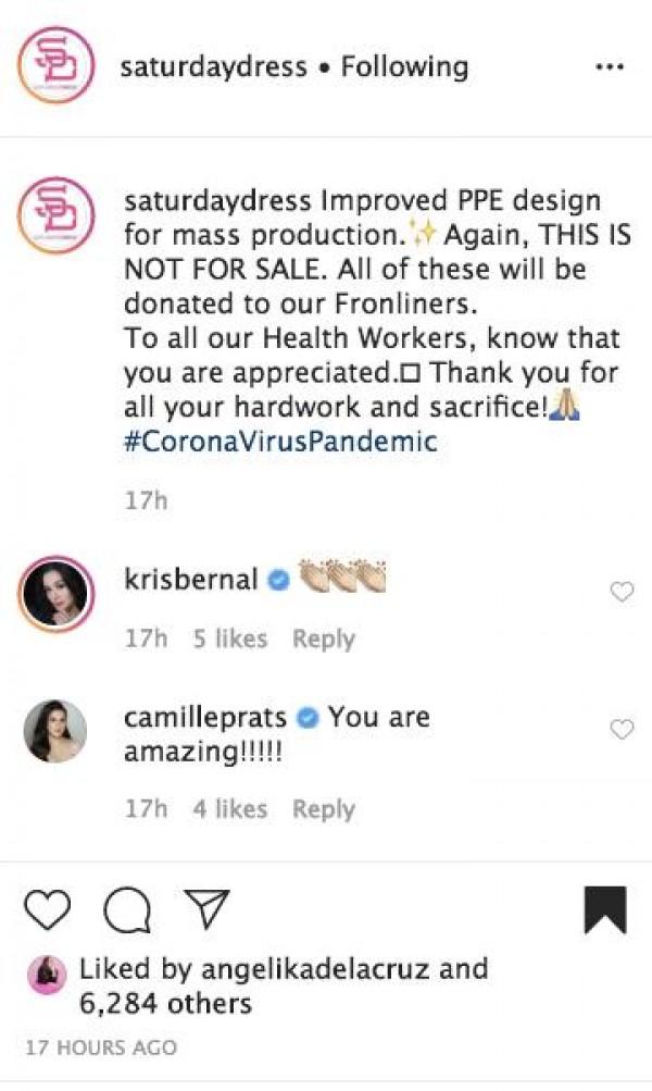 Netizens and celebrities lauds Saturday Dress for their kind donation  |  @saturdaydress (IG)