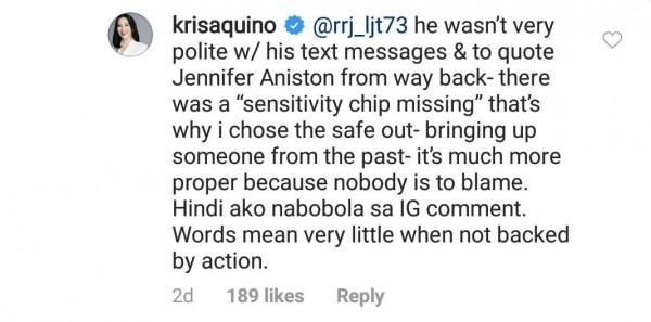 Kris Aquino explains why she's particulary not giving Batangas Vice Governor Mark Leviste a chance.