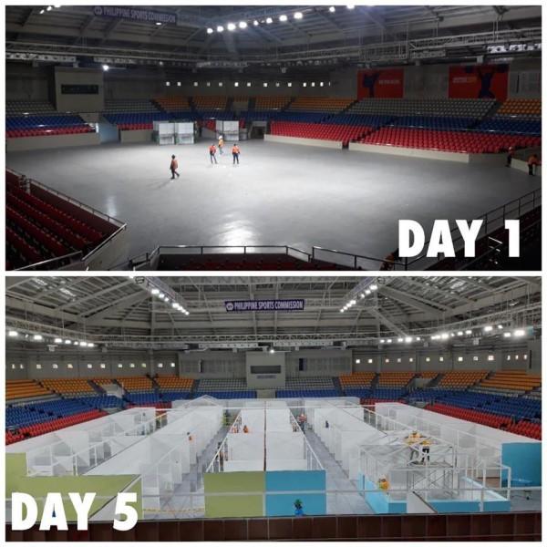 DPWH Secretary Mark Villar documented the progress of converting the Ninoy Aquino Stadium into a quarantine facility / Source: SecMarkVillar (FB)