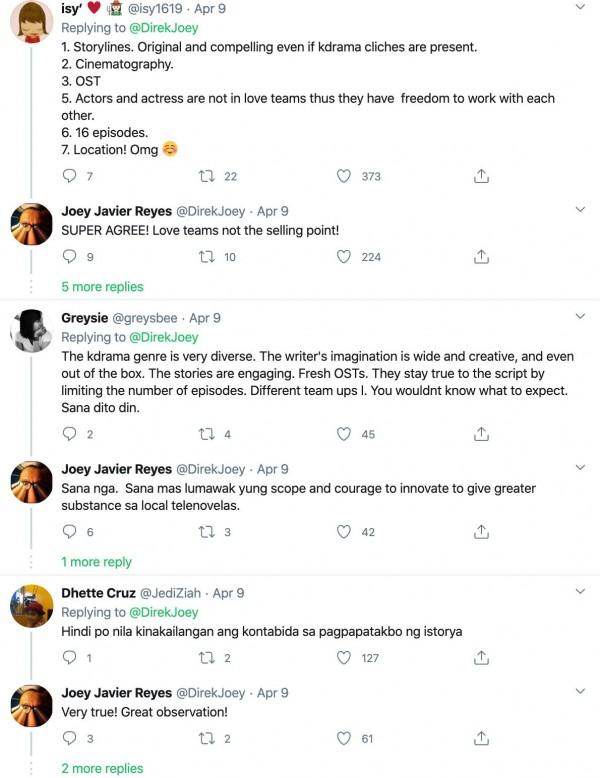 Direk Joey Reyes agrees on his fans observation on Kdramas in contrast with Filipino teleseryes Source DirekJoey Twitter
