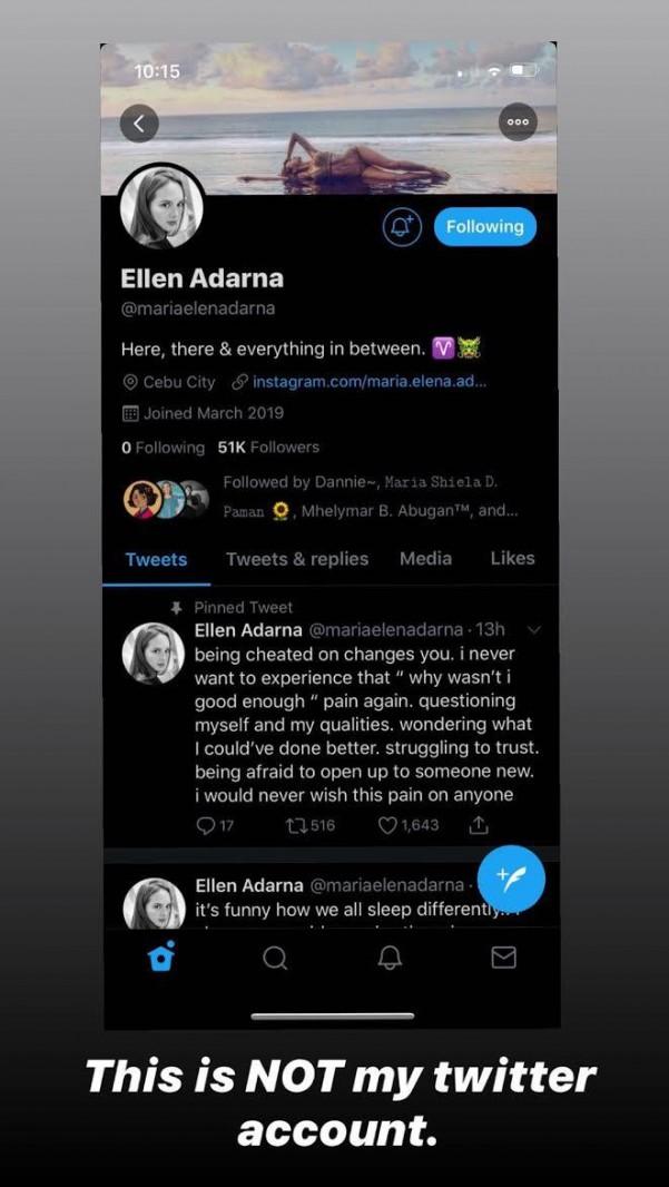 Ellen Adarna s fake Twitter account