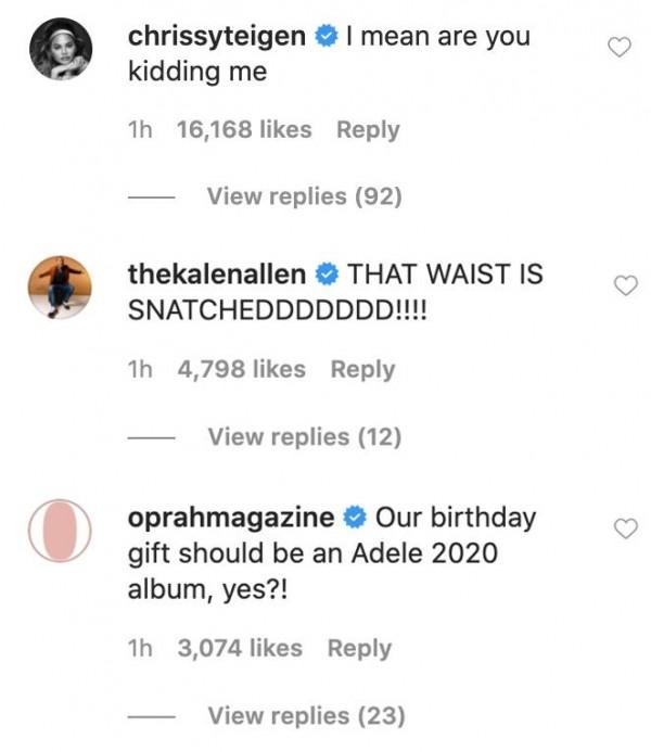 Celebrities comments on Adele s post 