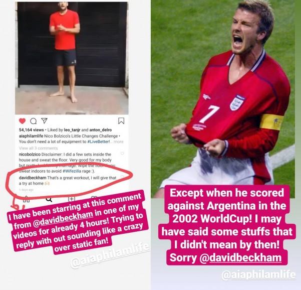 Nico Bolzico posts moments with David Beckham