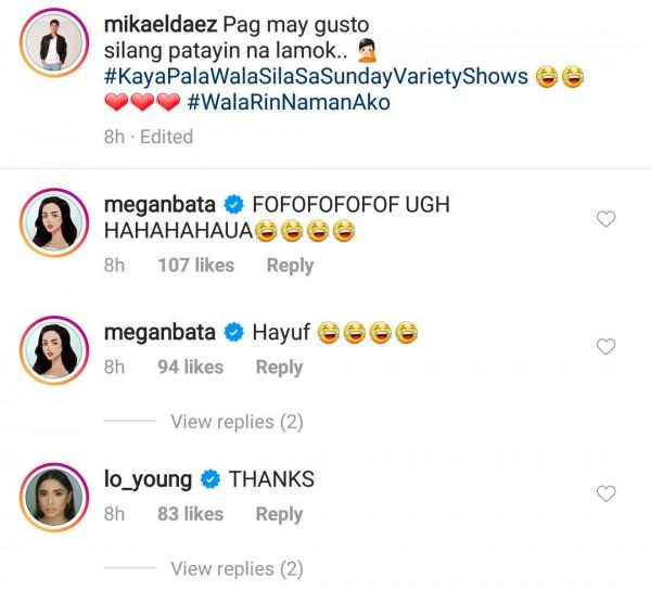 Megan and Lauren Youngs reaction to Mikaels post