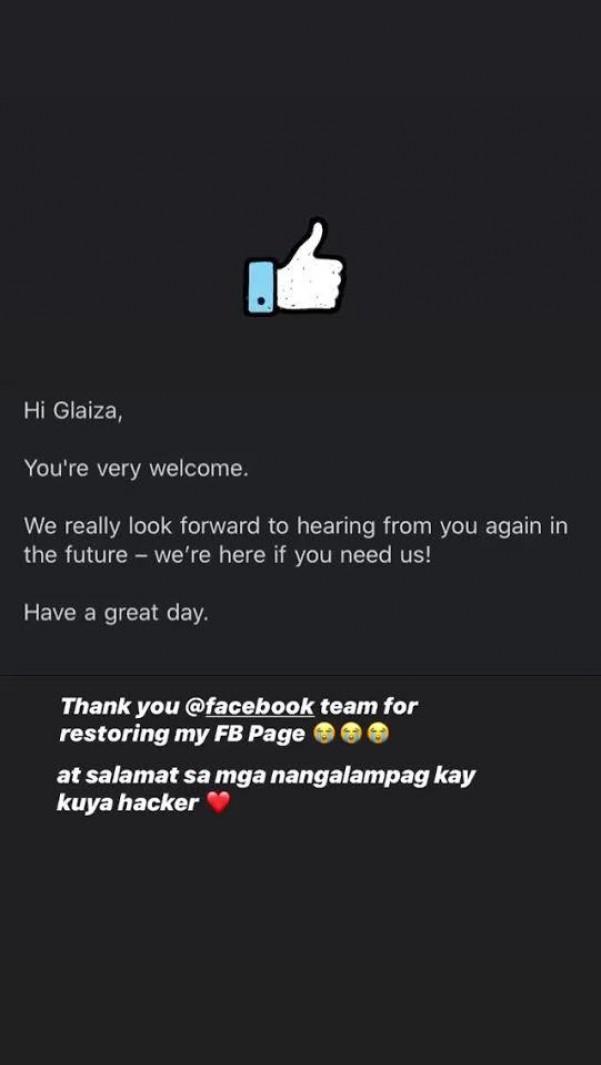 Glaiza de Castros thank you message