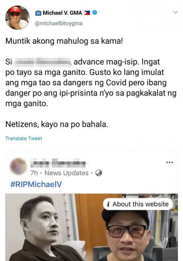 Burado na ang naturang post ni Michael V sa lahat ng kanyang social media accounts