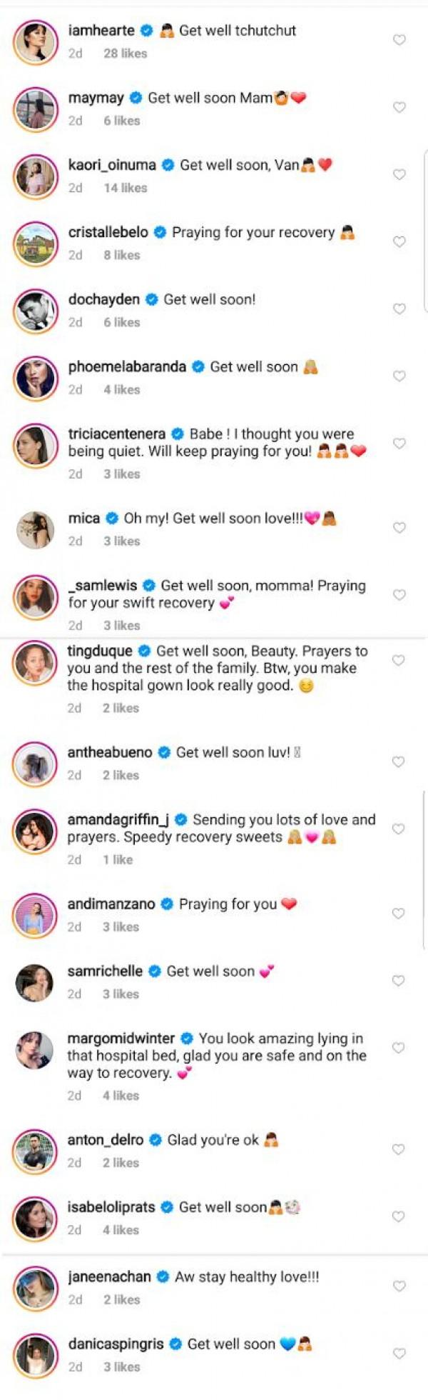 Celebrities praying for Vanessa Matsunagas recovery