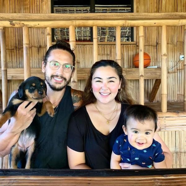 Gwen Zamora and DJ Semerad with baby Cooper and pet dog