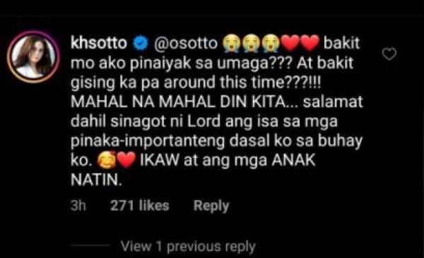Kristine Hermosa reacts to Oyo Sottos birthday message