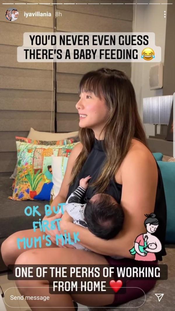 Iya Villania breastfeeding Alana while reporting live