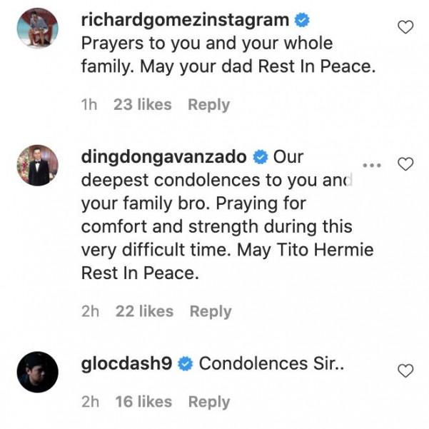 Celebrities mourn the passing of Ogie Alcasid s father
