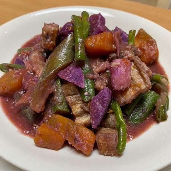 Chef Jose Sarasola s Healthy Fried Liempo Pinakbet with Ube