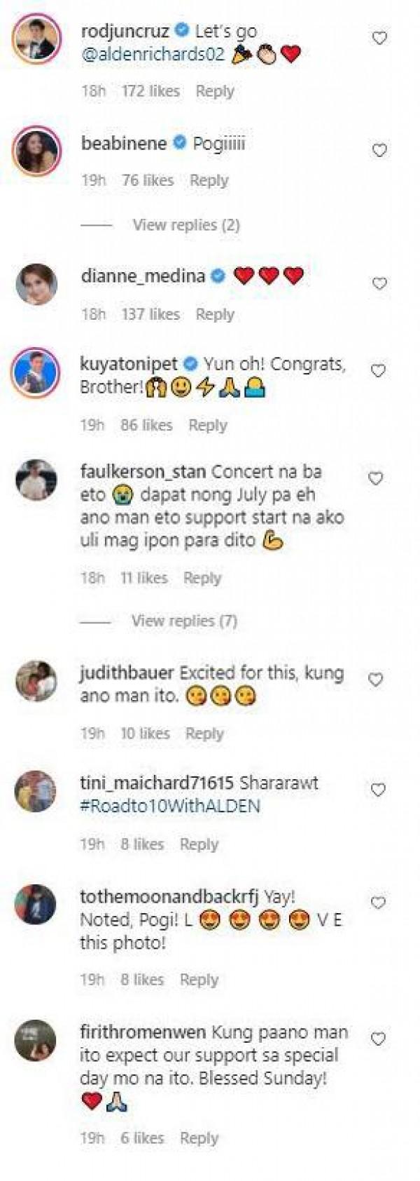 omments on Alden Richards post