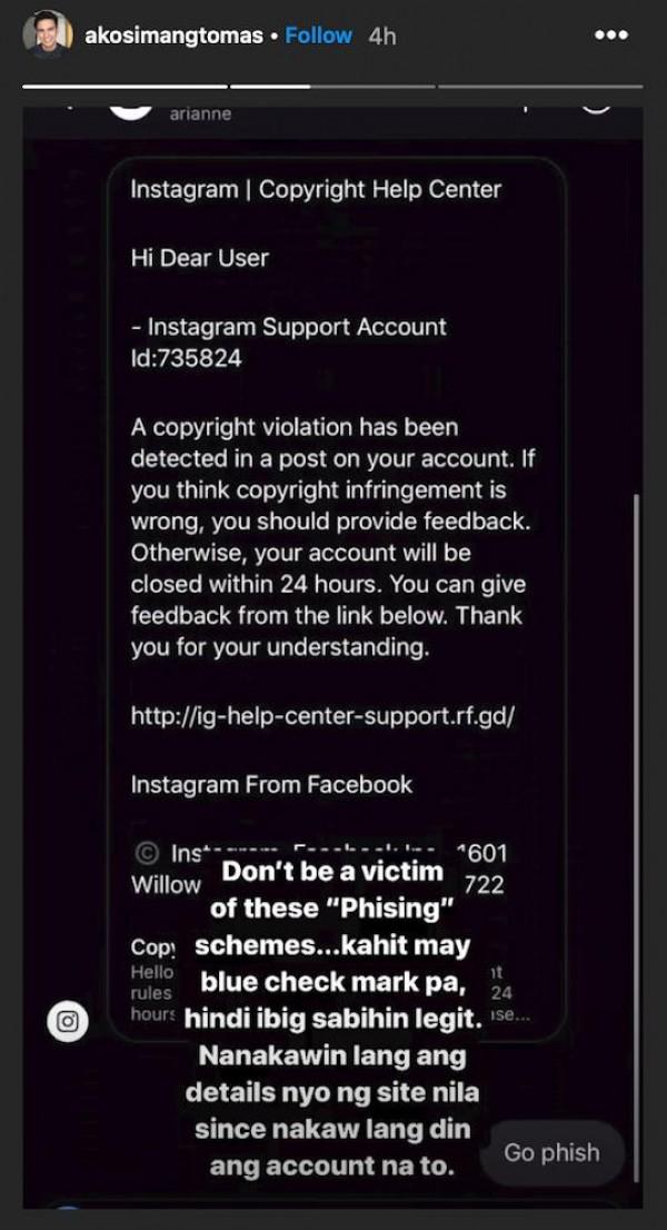 Tom Rodriguez warns public over phishing schemes