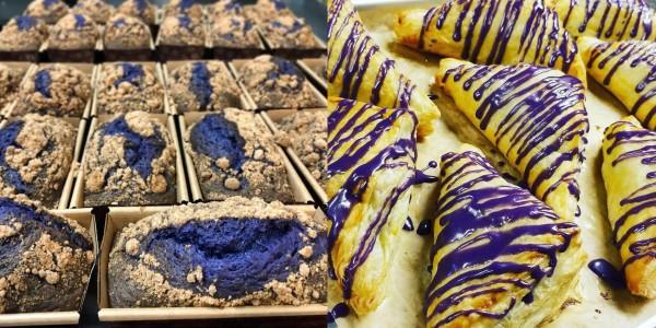 ube coffee cake and ube turnovers