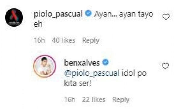 Benjamin Alves and Piolo Pascual s exchange on Instagram