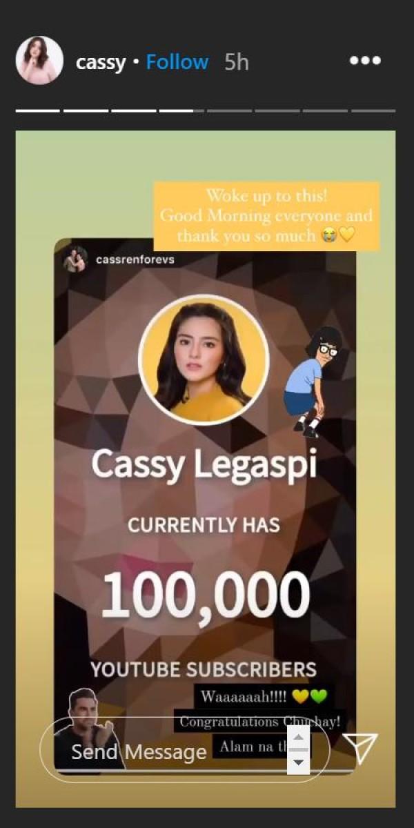 Photo taken from Cassy Legaspi s Youtube channel and Instagram Story