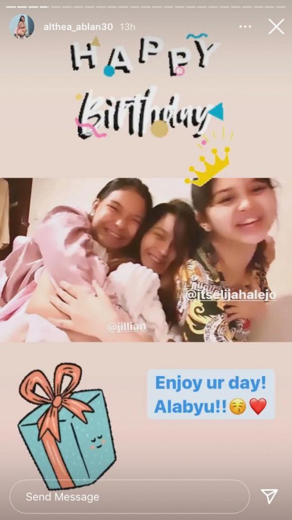 Jillian Ward and Althea Ablan greet Elijah Alejo