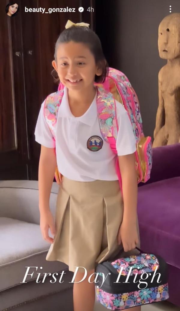 Olivia Ines the daughter of Beauty Gonzalez and her husband Norman Crisologo is now back to school