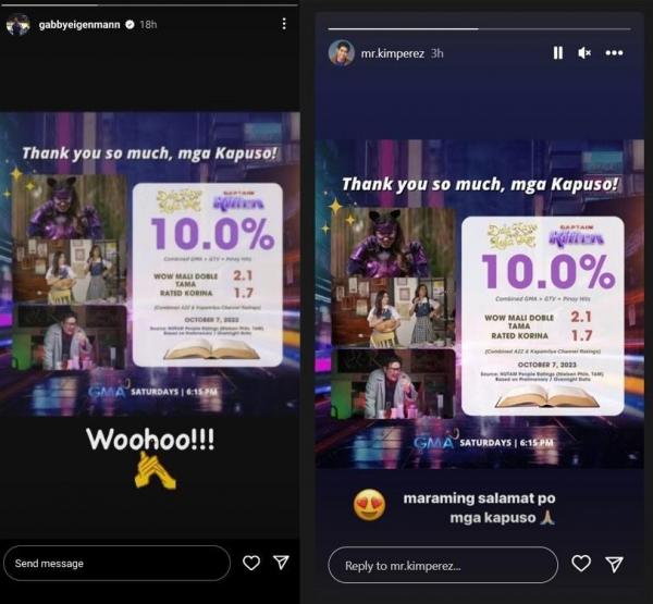 Kim Perez and Gabby Eigenmann Instagram accounts