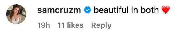 Sam Cruz s comment on Sunshine s IG post