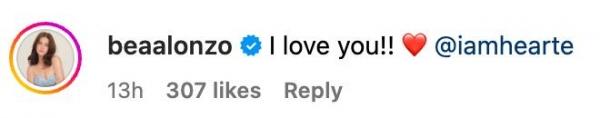 Bea Alonzo s comment on Heart Evangelista s IG post
