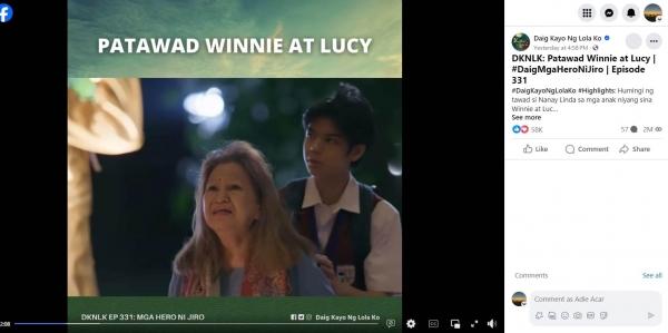 Netizens react to scene in Mga Hero ni Jiro  Daig Kayo Ng Lola Ko FB