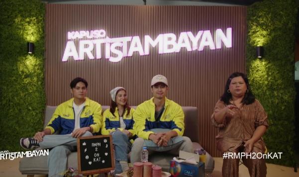 Running Man Philippines cast members on Kapuso ArtisTambayan hosted by Maey Bautista