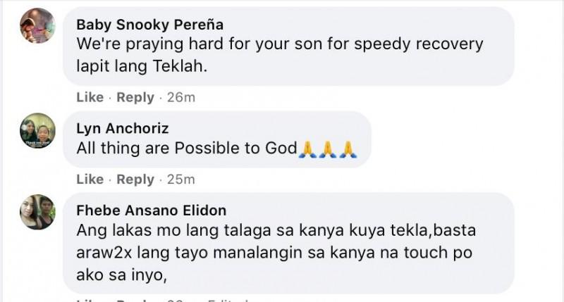 Netizens nagpakita ng suporta kay Tekla kasunod ng pagkaospital ni baby Angelo