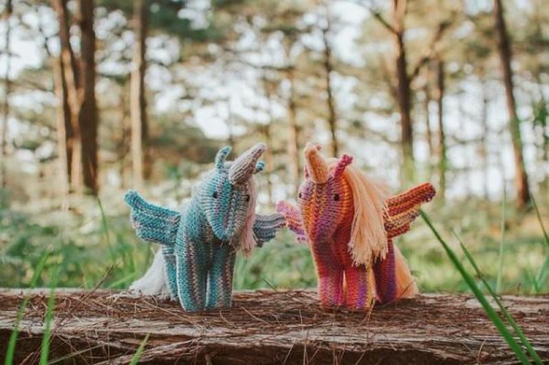 Knitted unicorn plush toys