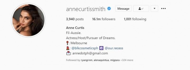 Anne Curtis gains 16 million followers