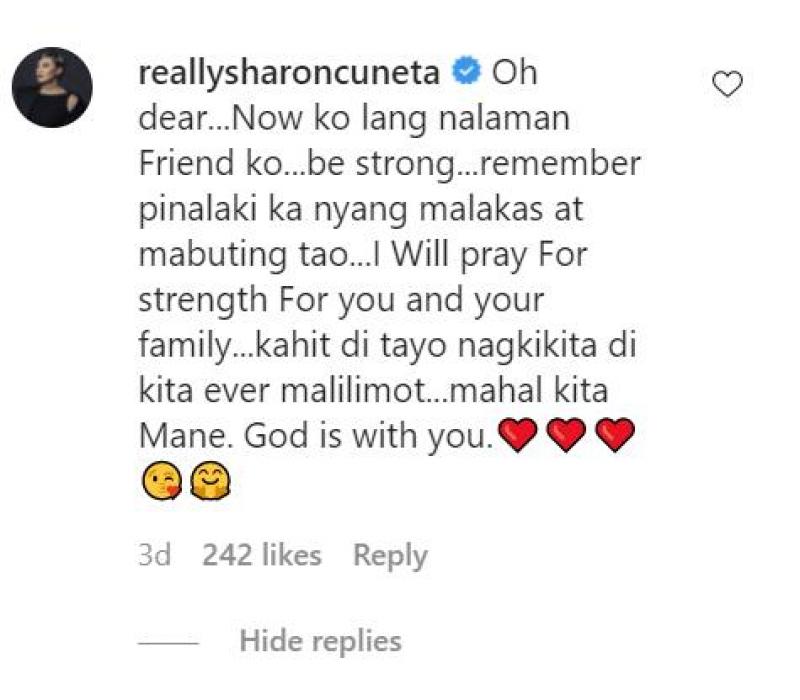 Sharon Cuneta message for the family of Manilyn Reynes