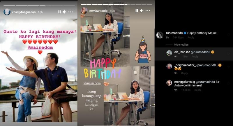 Photos taken from the Instagram account of Maine Mendoza Chamyto and Via Antonio