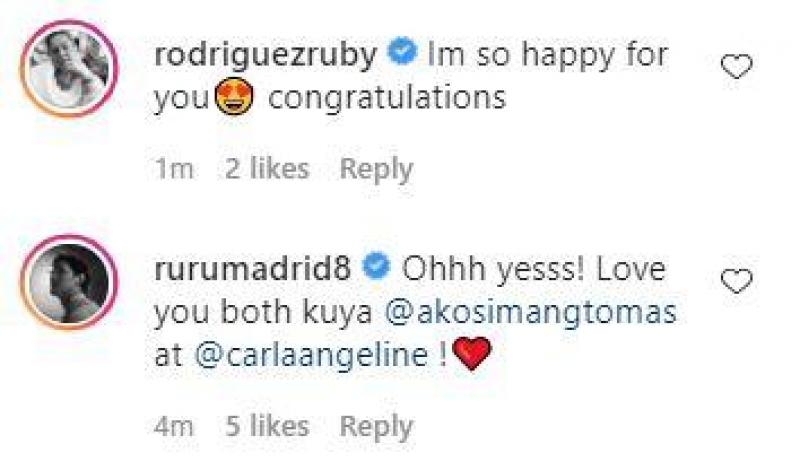 Celebrities congratulate Carla Abellana and Tom Rodriguez