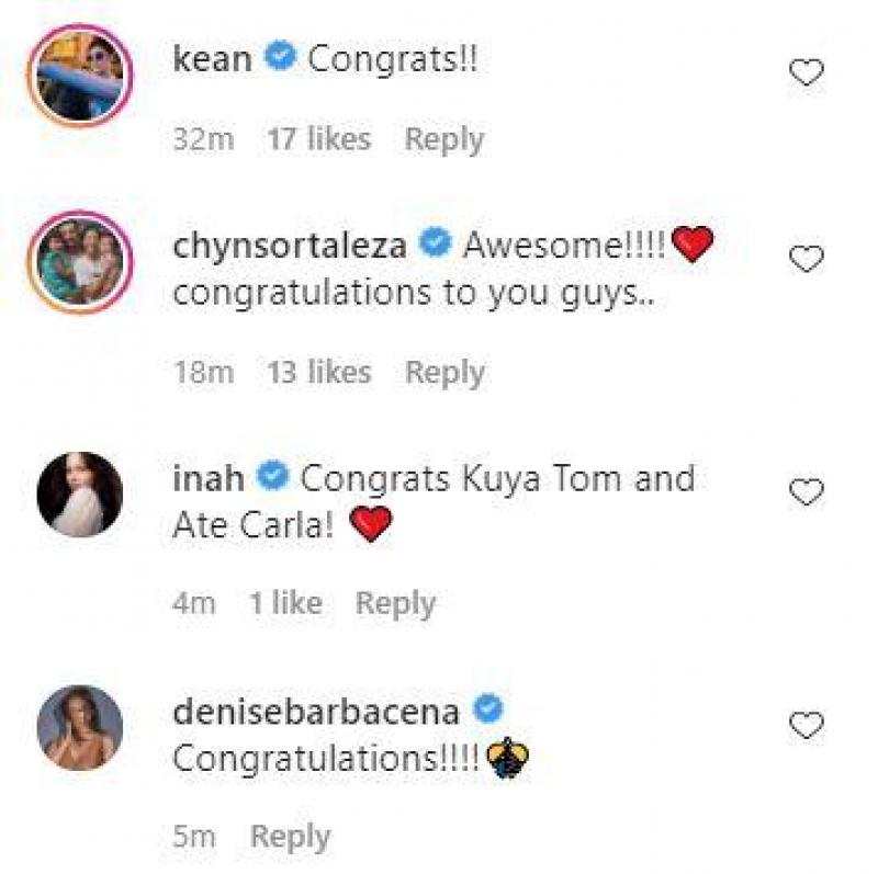 Celebrities congratulate Carla Abellana and Tom Rodriguez