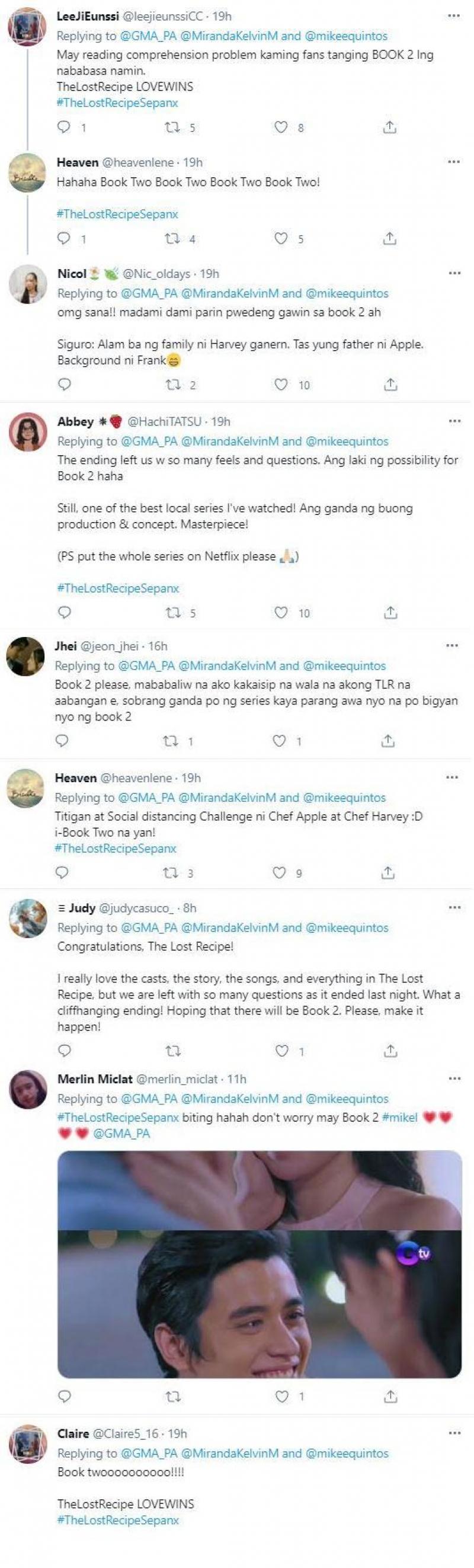 Fans tweeting about The Lost Recipe book 2