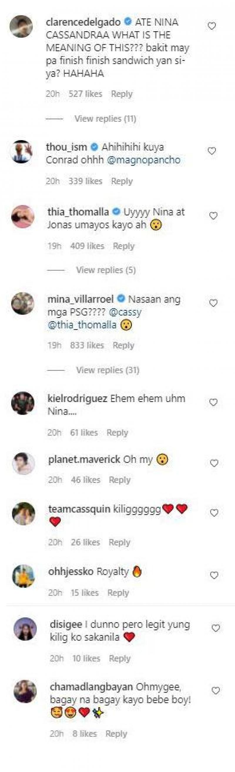 Reactions on Cassy Legaspi and Joaquin Domagoso IG posts