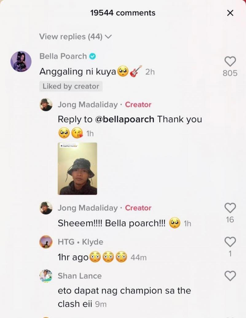 Bella Poarch nag react sa song cover ni Jong Madaliday ng Kanlungan