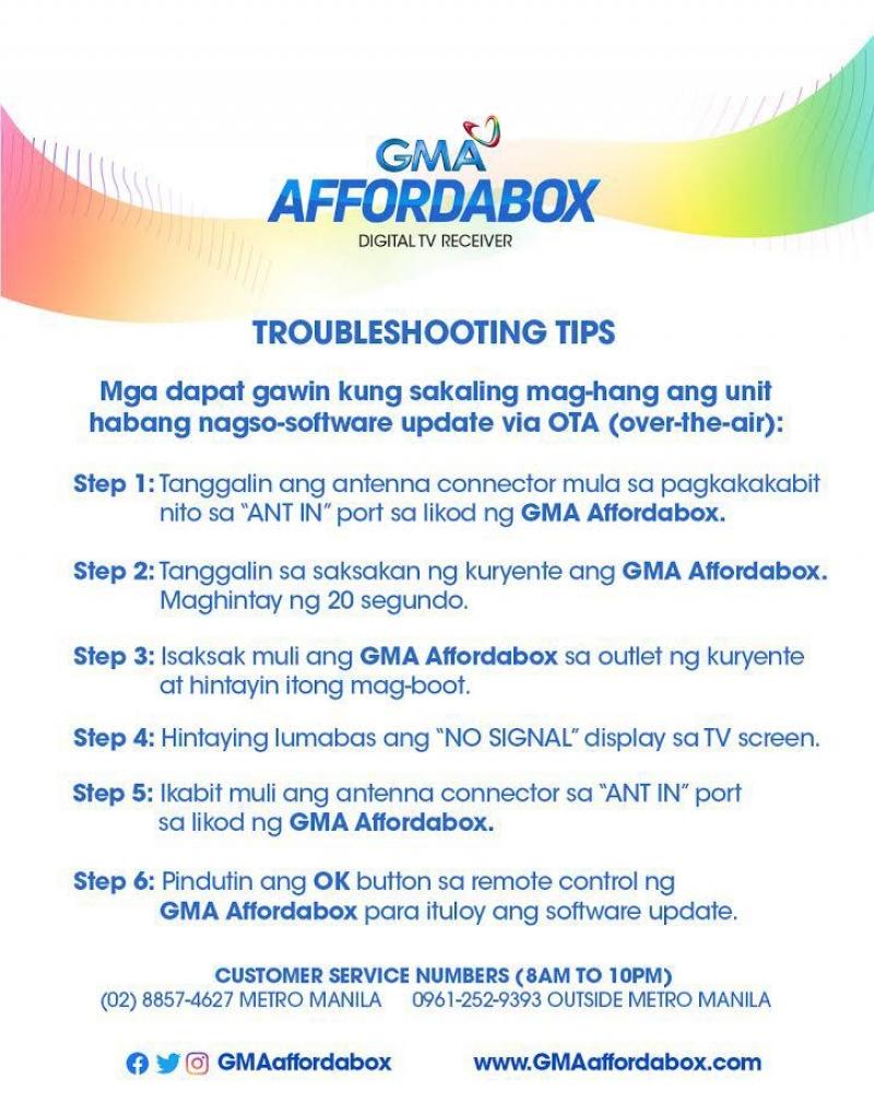 GMA Affordabox troubleshooting guide